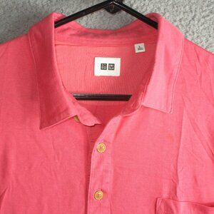 UNIQLO MEN'S POLO SHIRT PINK LARGE COTTON USED